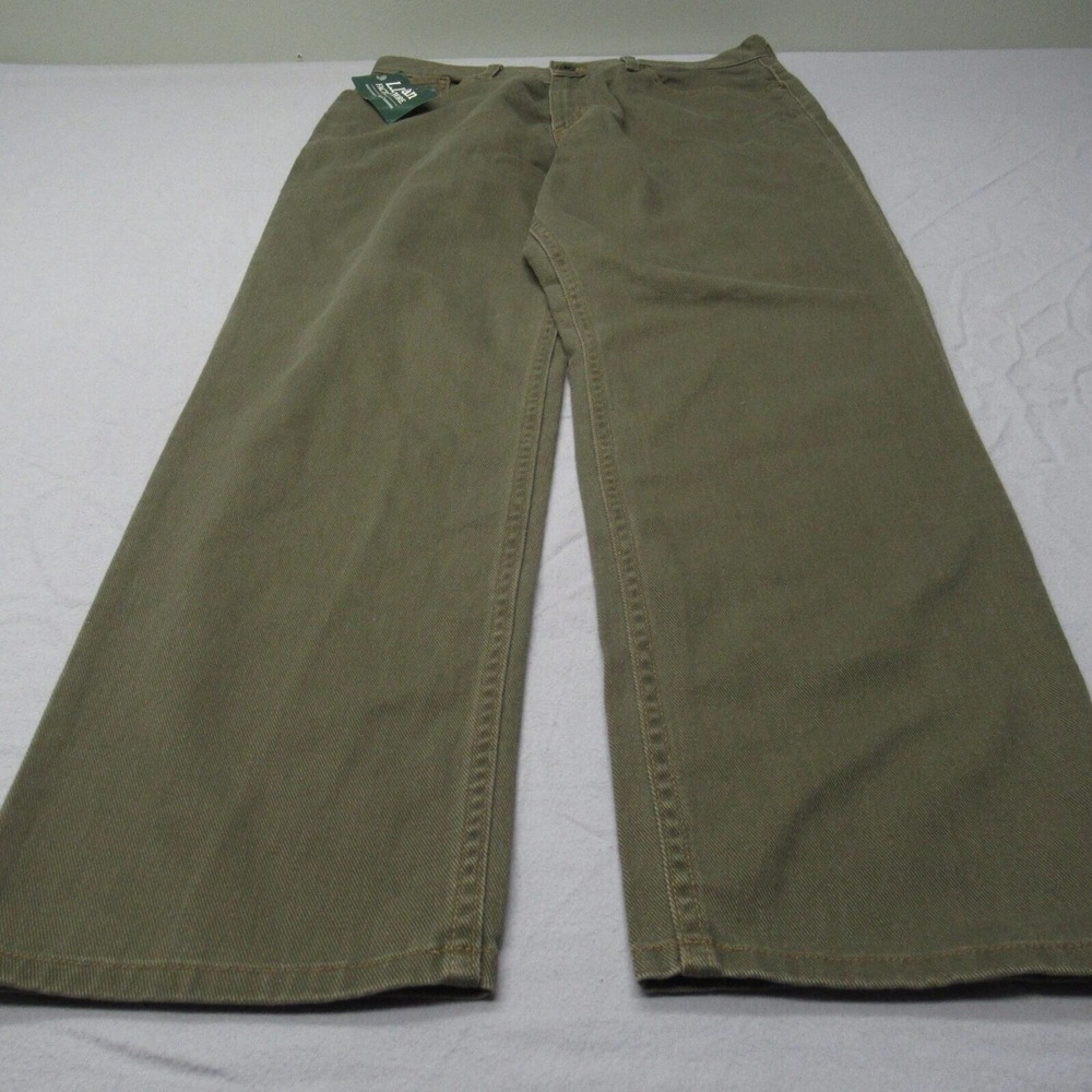 LL Bean Jeans Womens 14 Regular Green Straight Leg Classic Fit Bootcut 32x30 NEW - Picture 3 of 13